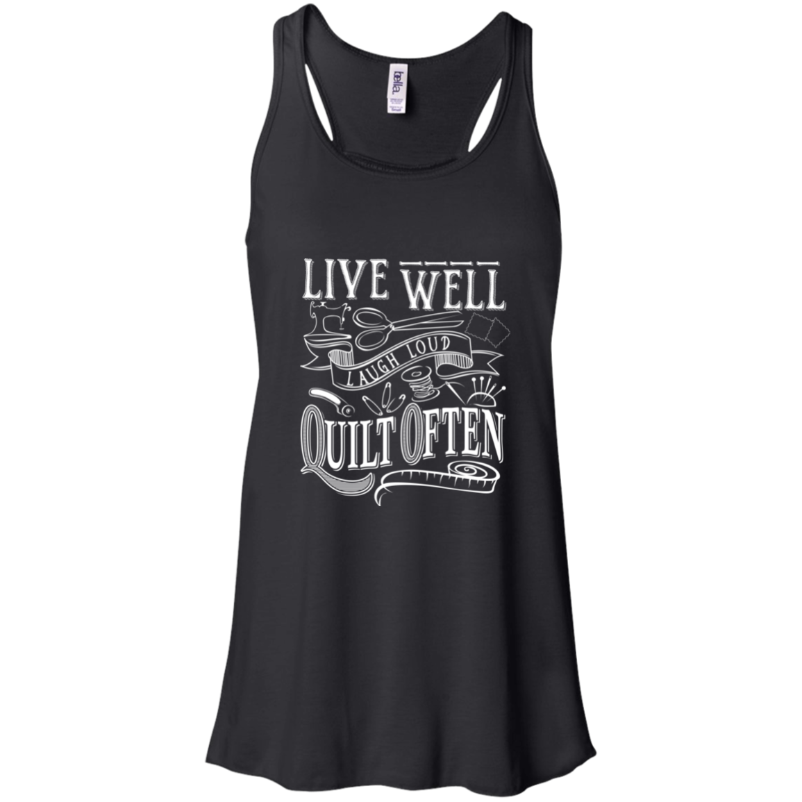 Live Well, Quilt Often Flowy Racerback Tank