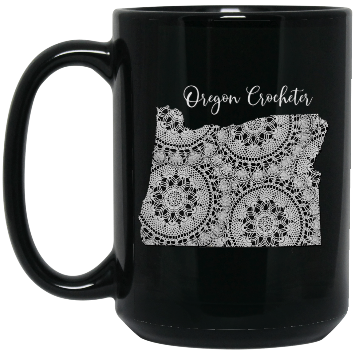Oregon Crocheter Black Mugs