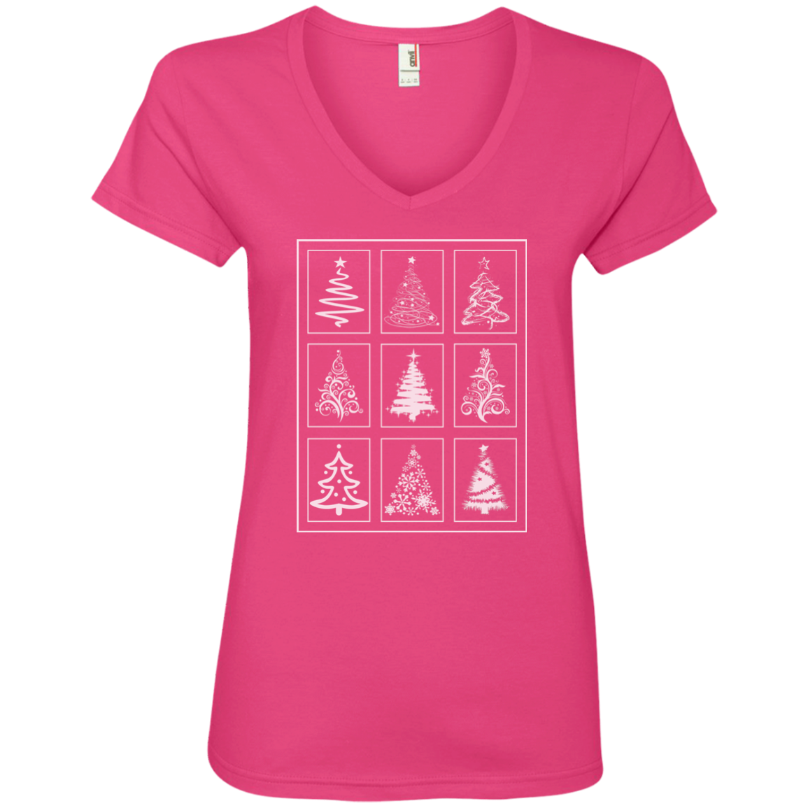 Christmas Tree Quilt Ladies V-Neck T-Shirt