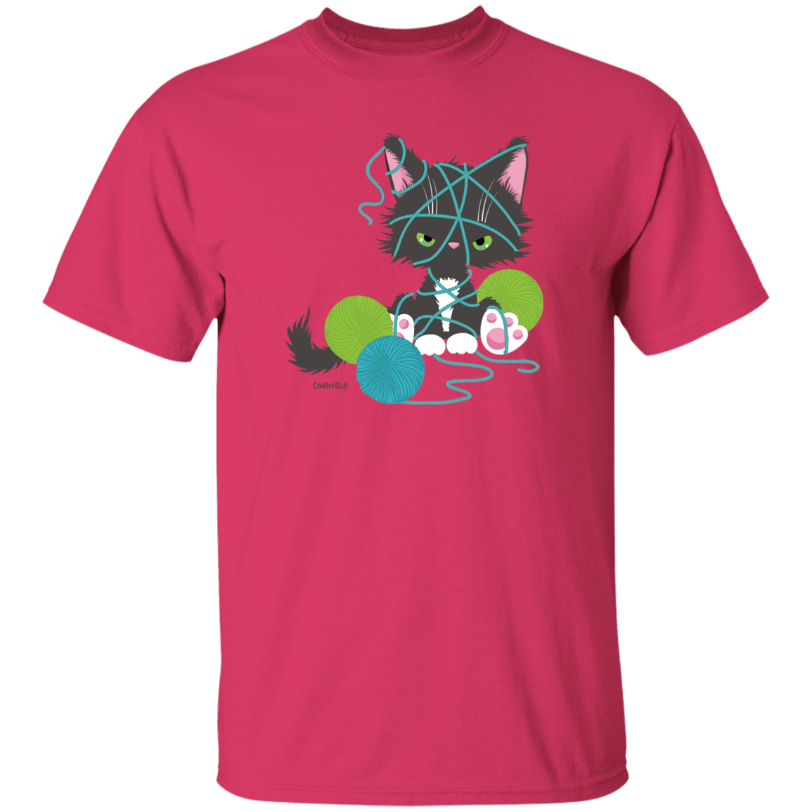 Grey Tuxedo Kitty with Yarn T-Shirt