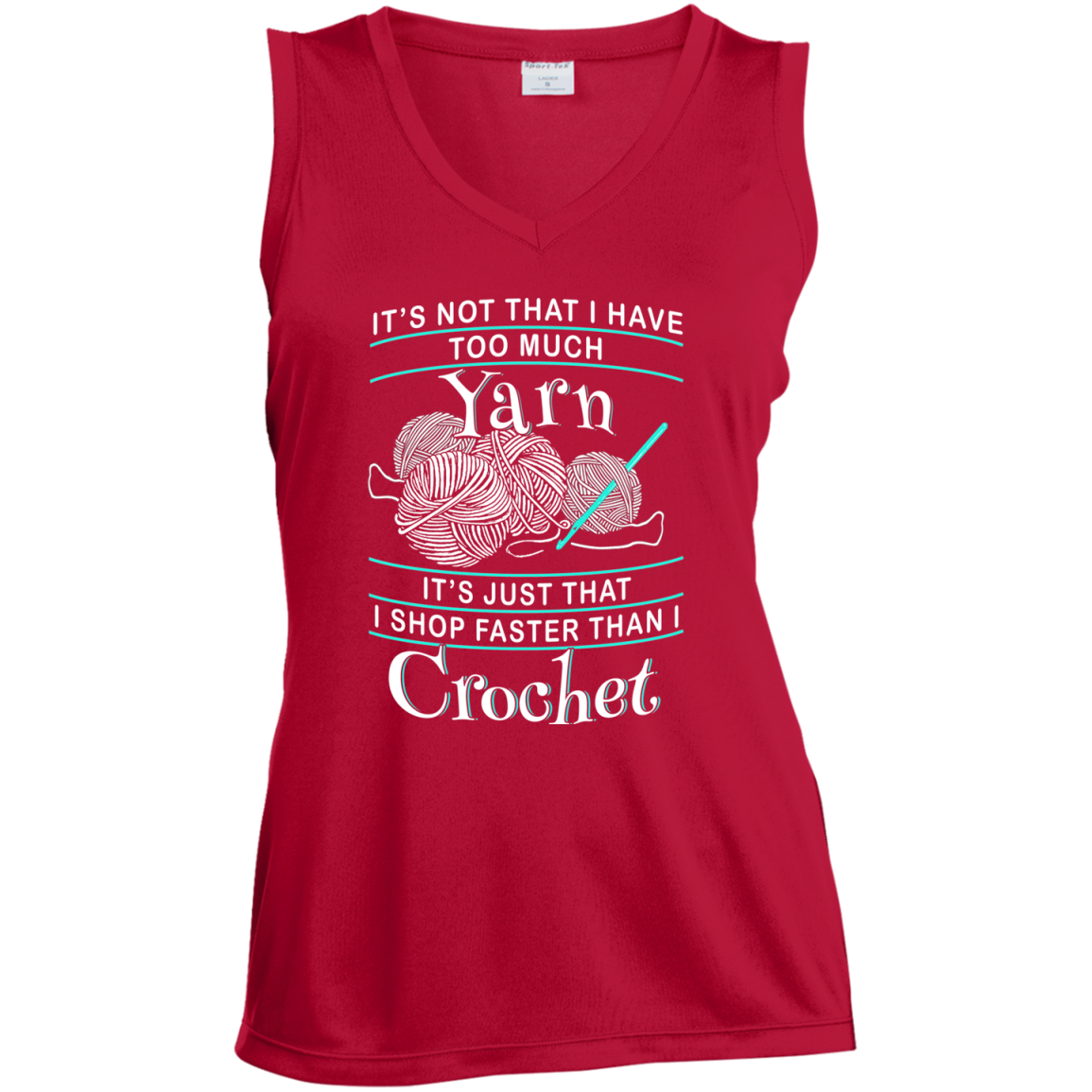 I Shop Faster than I Crochet Ladies Sleeveless Moisture Absorbing V-Neck