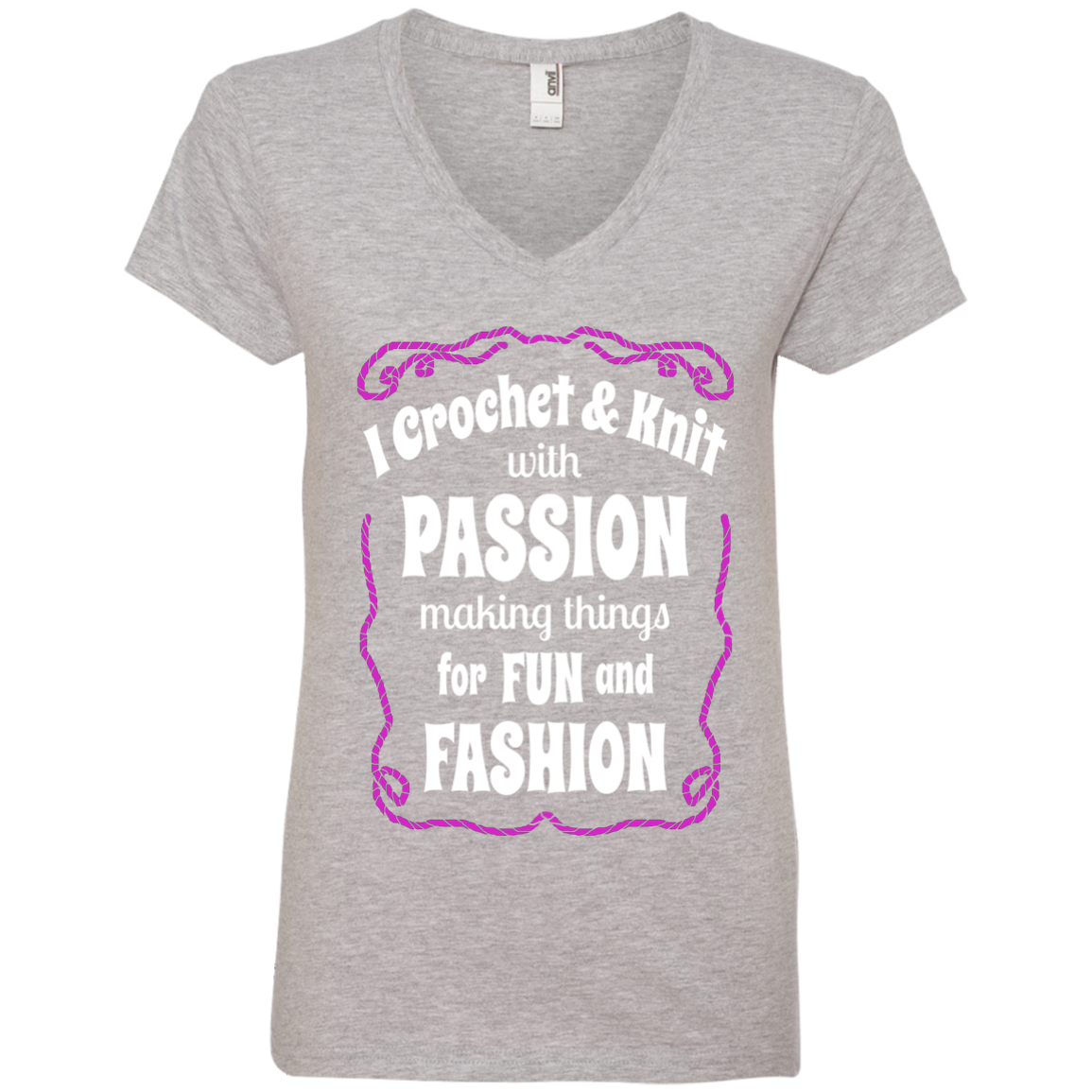 I Crochet & Knit with Passion Ladies V-Neck T-Shirt