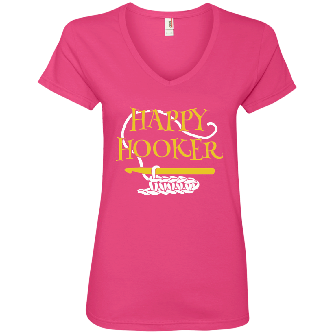 Happy Hooker Ladies V-Neck T-Shirt