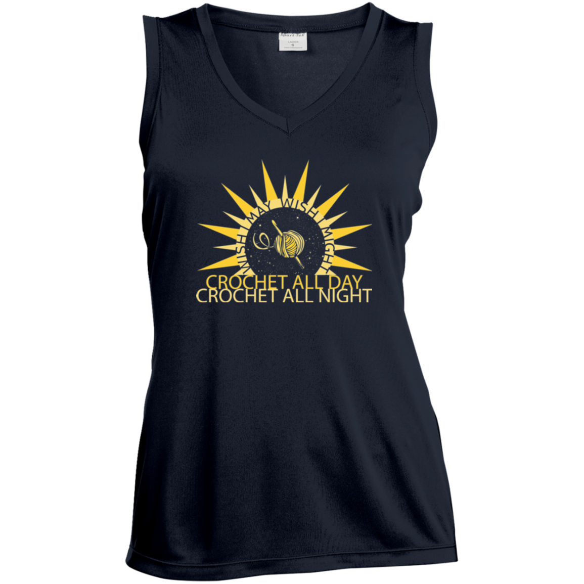 Wish I May Crochet Ladies Sleeveless Moisture Absorbing V-Neck