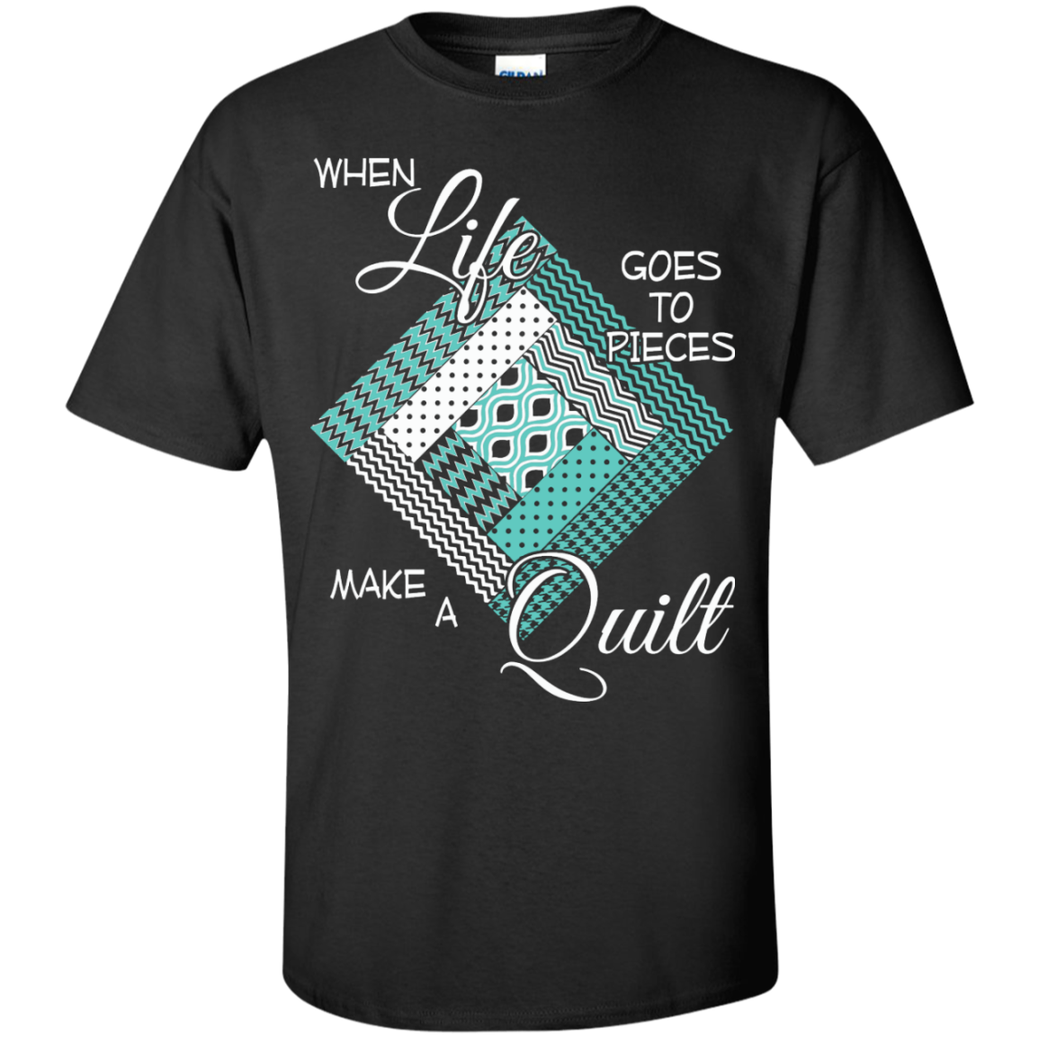 Make a Quilt (turquoise) Custom Ultra Cotton T-Shirt - Crafter4Life - 2