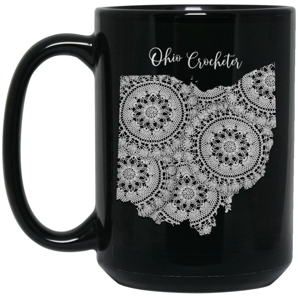 Ohio Crocheter Black Mugs