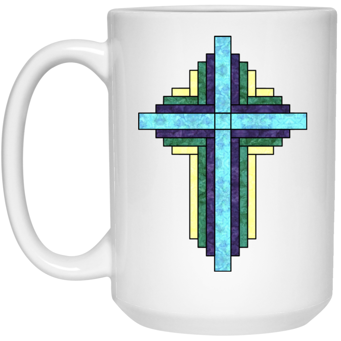 Batik Stained Glass Quilt Cross Mugs