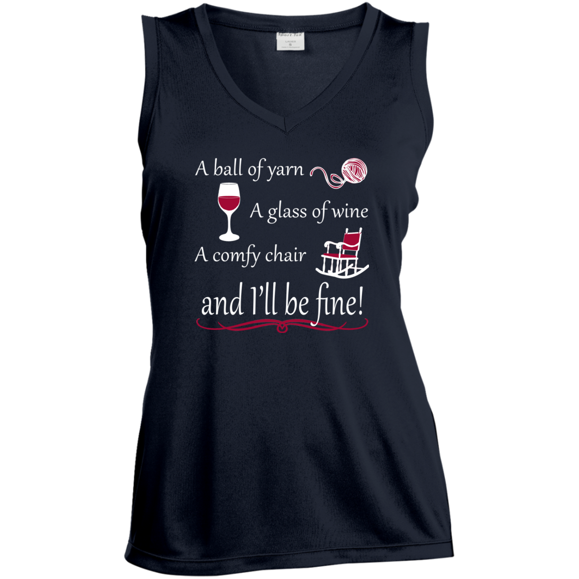 I'll be Fine Ladies Sleeveless Moisture Absorbing V-Neck