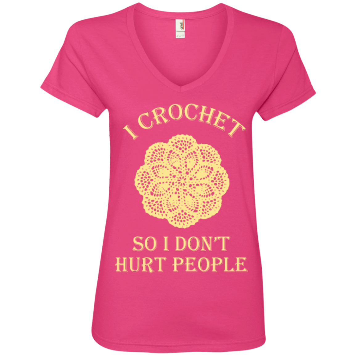 I Crochet So I Don't Hurt People Ladies V-neck Tee - Crafter4Life - 1