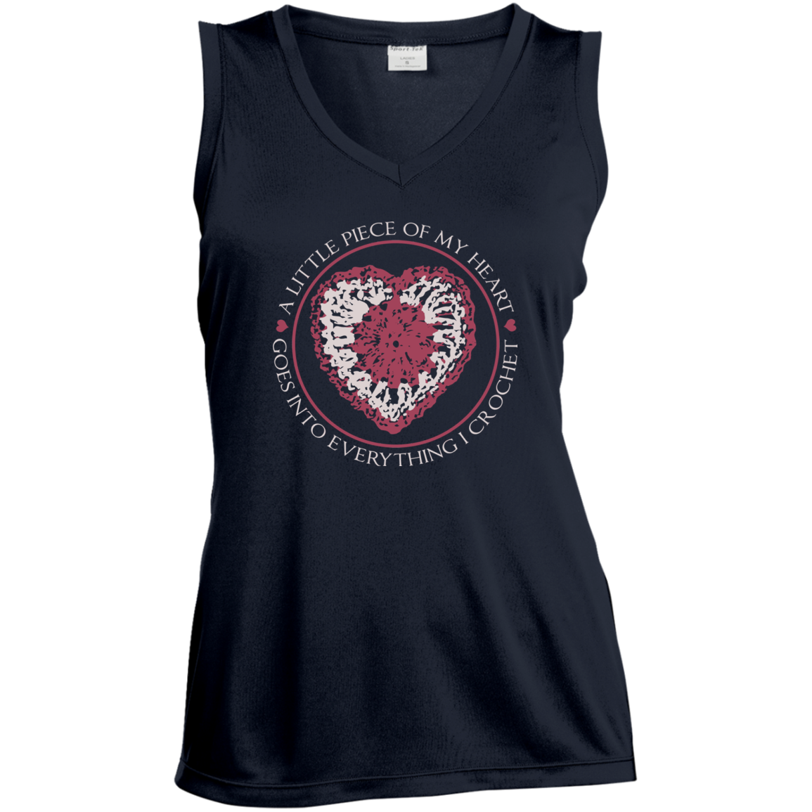 Piece of My Heart (Crochet) Ladies Sleeveless Moisture Absorbing V-Neck