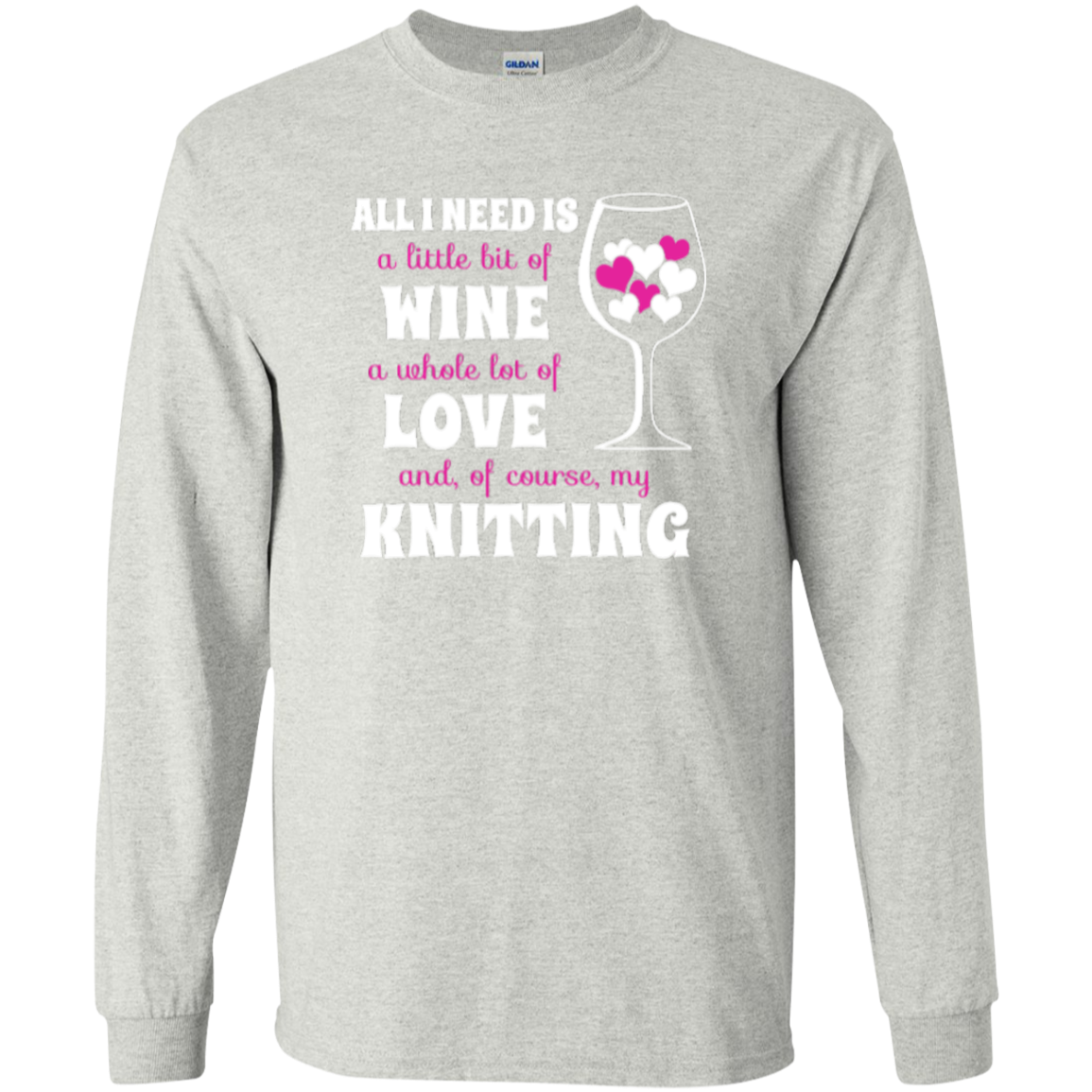 All I Need is Wine-Love-Knitting Long Sleeve Ultra Cotton Tshirt - Crafter4Life - 2