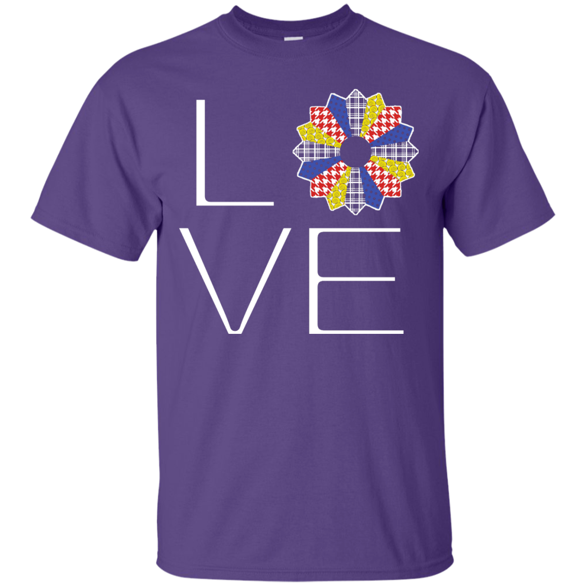LOVE Quilting (Primary Colors) Custom Ultra Cotton T-Shirt - Crafter4Life - 11