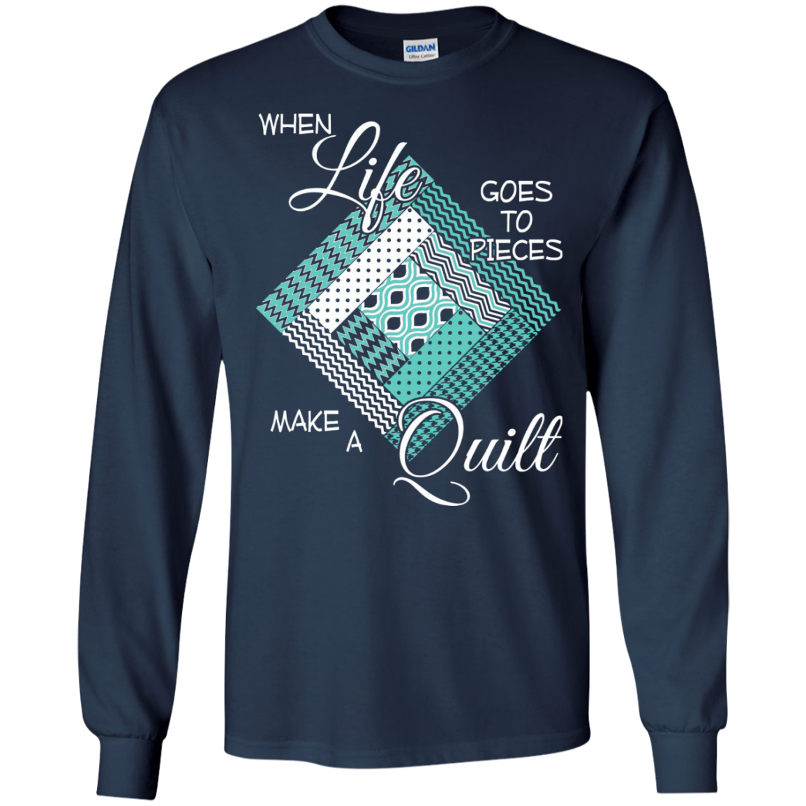 Make a Quilt (turquoise) Long Sleeve Ultra Cotton T-Shirt - Crafter4Life - 6