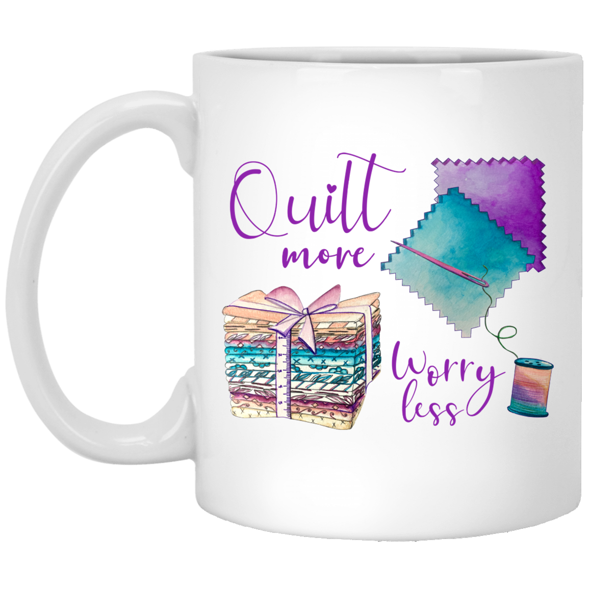 Quilt More, Worry Less Mugs