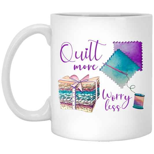 Quilt More, Worry Less Mugs