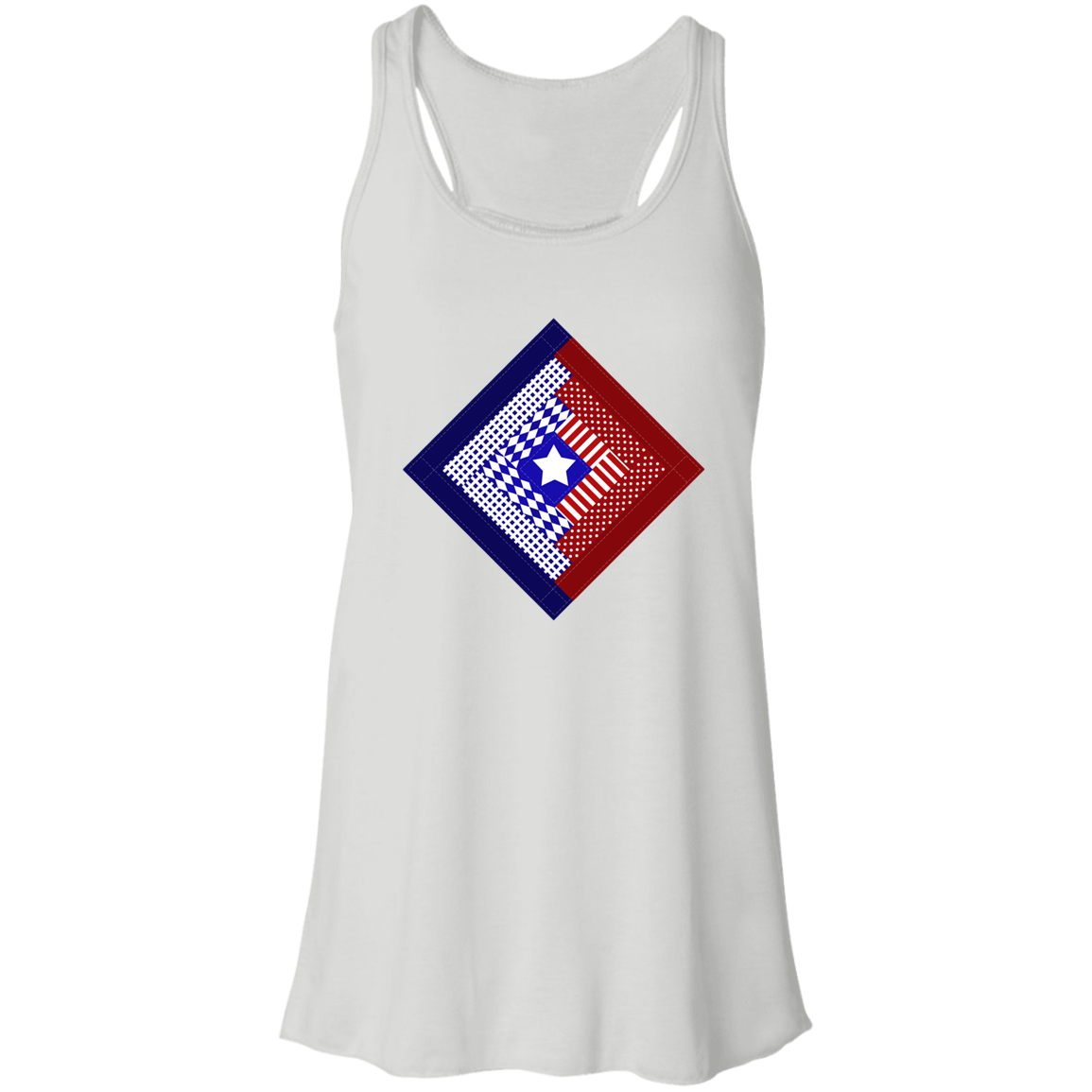 Patriotic Log Cabin Square Flowy Racerback Tank