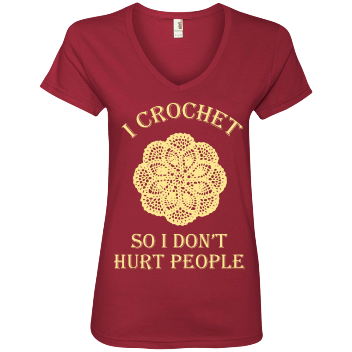 I Crochet So I Don't Hurt People Ladies V-neck Tee - Crafter4Life - 4