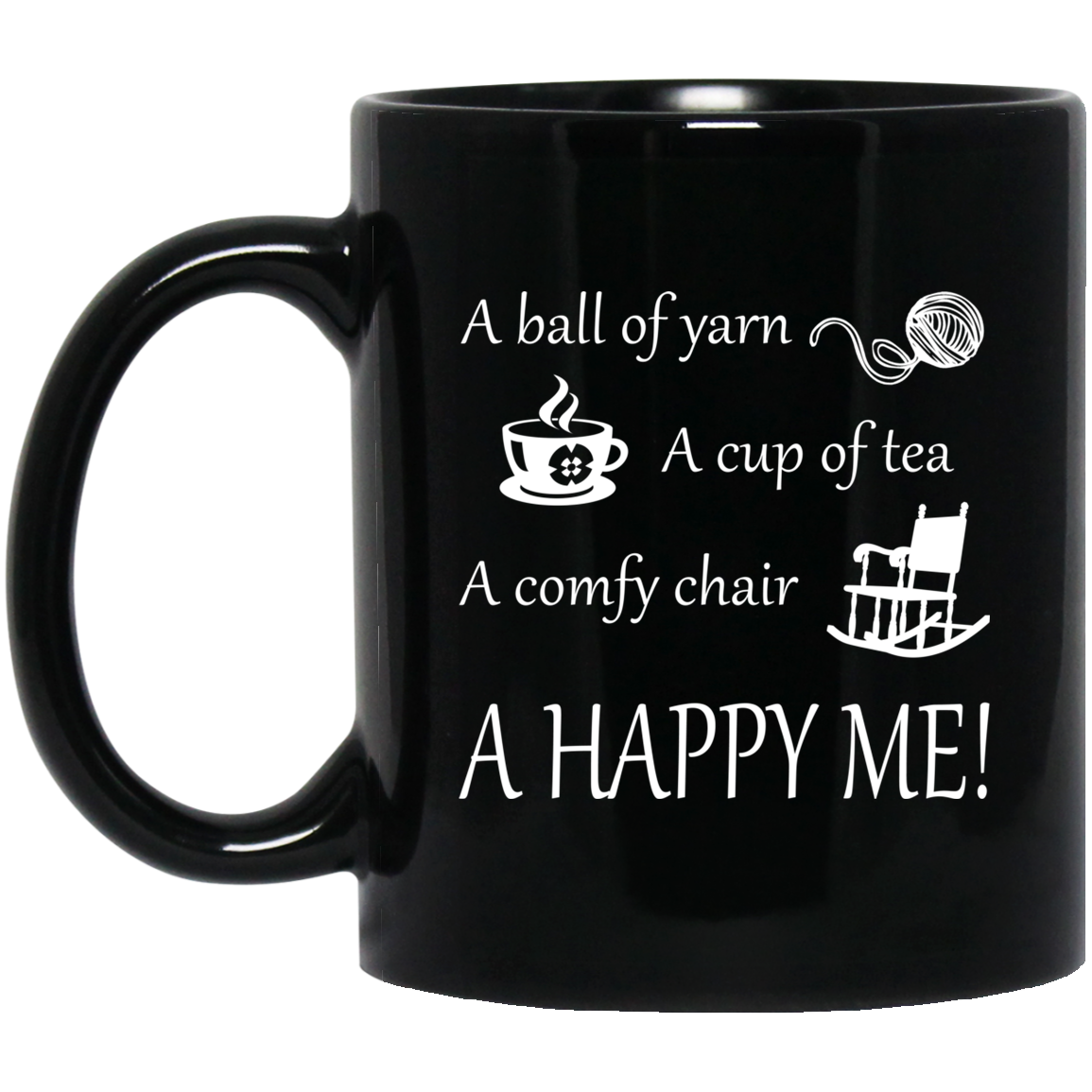 HAPPY ME Black Mugs