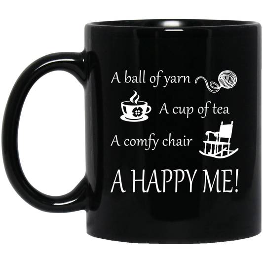 HAPPY ME Black Mugs