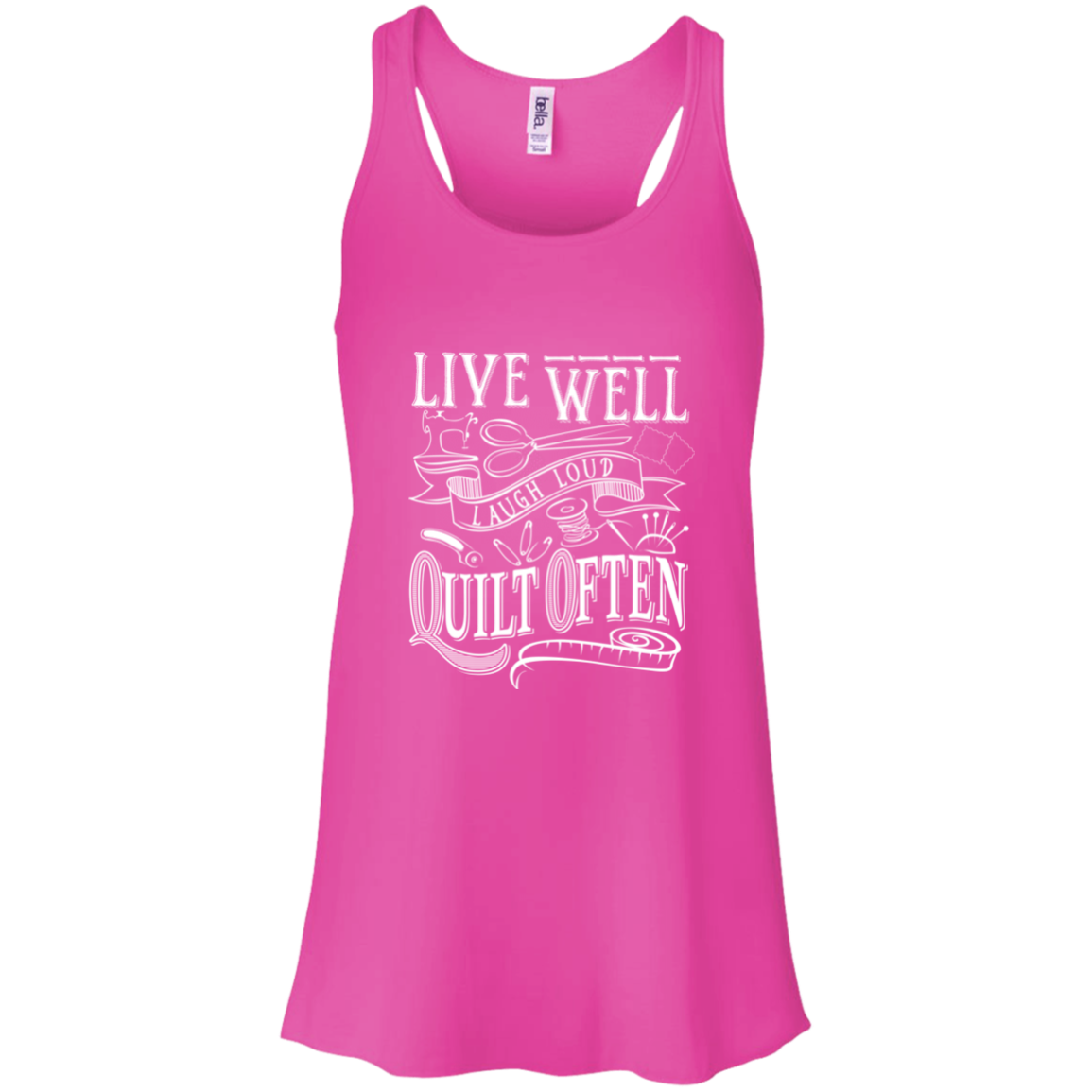 Live Well, Quilt Often Flowy Racerback Tank