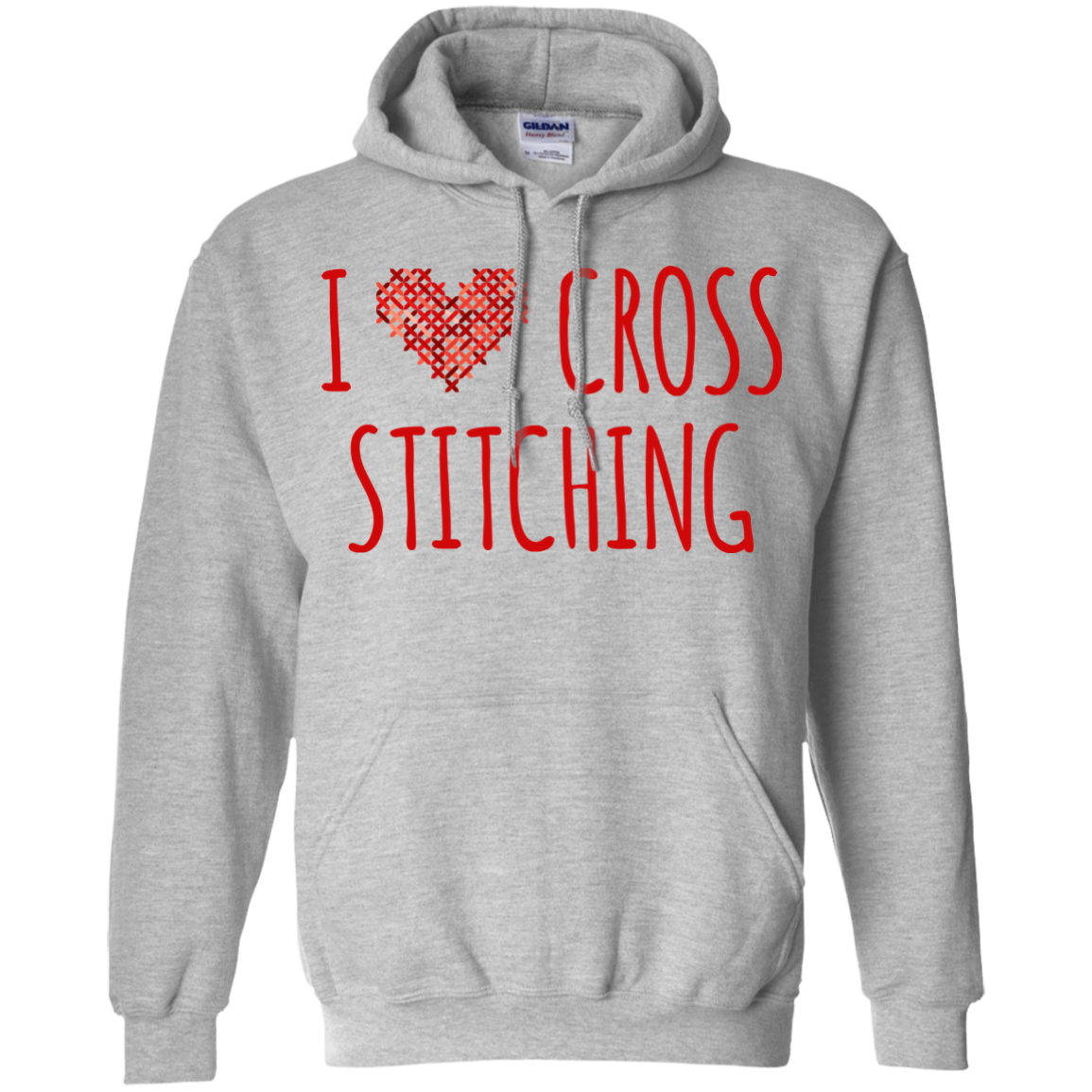 I Heart Cross Stitching Pullover Hoodie