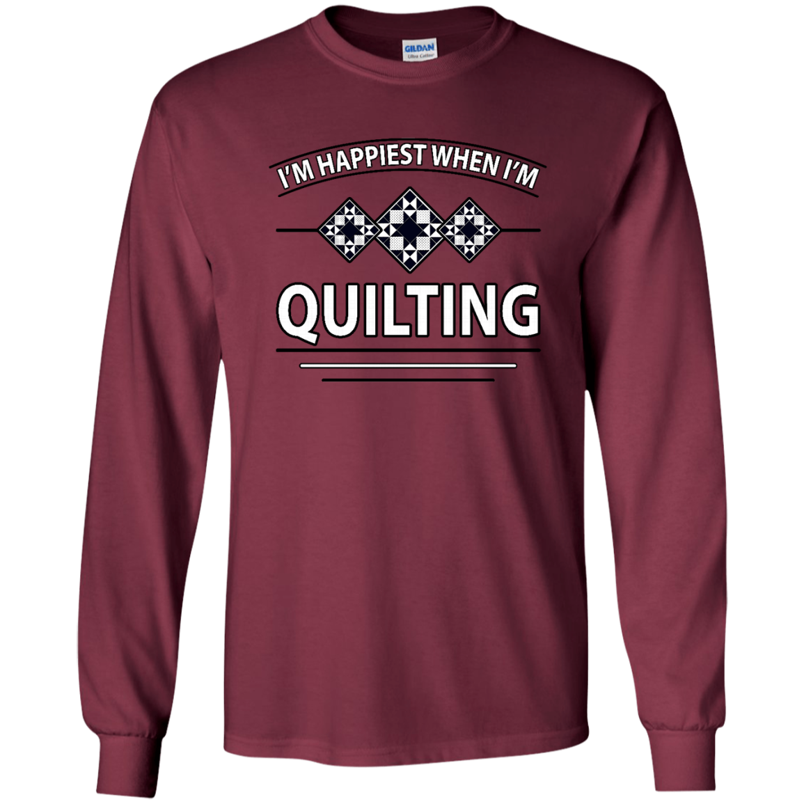 I'm Happiest When I'm Quilting LS Ultra Cotton T-Shirt