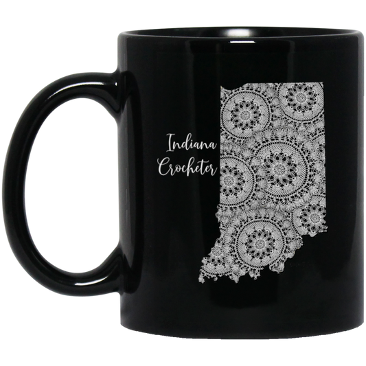 Indiana Crocheter Black Mugs