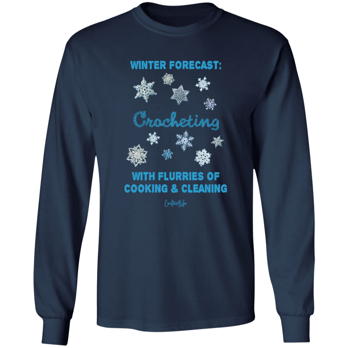 Winter Forecast Crocheting Flurries LS Ultra Cotton T-Shirt
