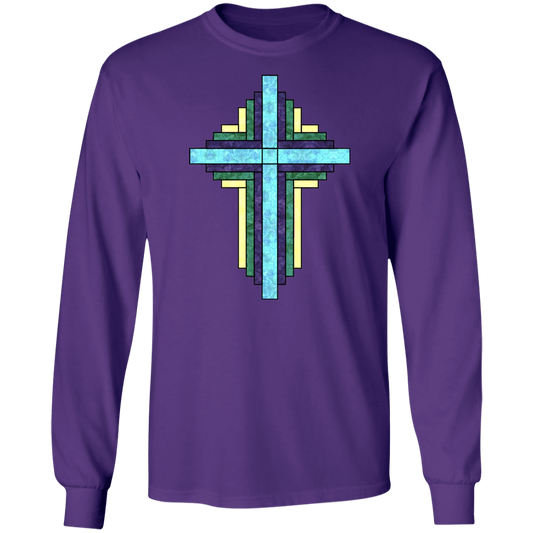 Batik Stained Glass Quilt Cross LS Ultra Cotton T-Shirt