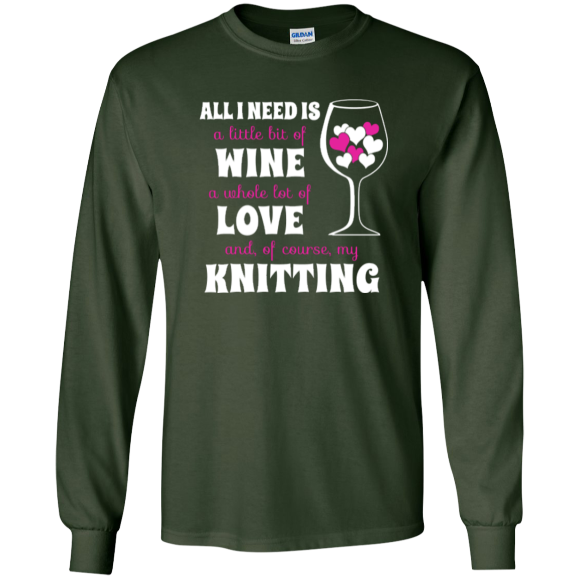 All I Need is Wine-Love-Knitting Long Sleeve Ultra Cotton Tshirt - Crafter4Life - 4