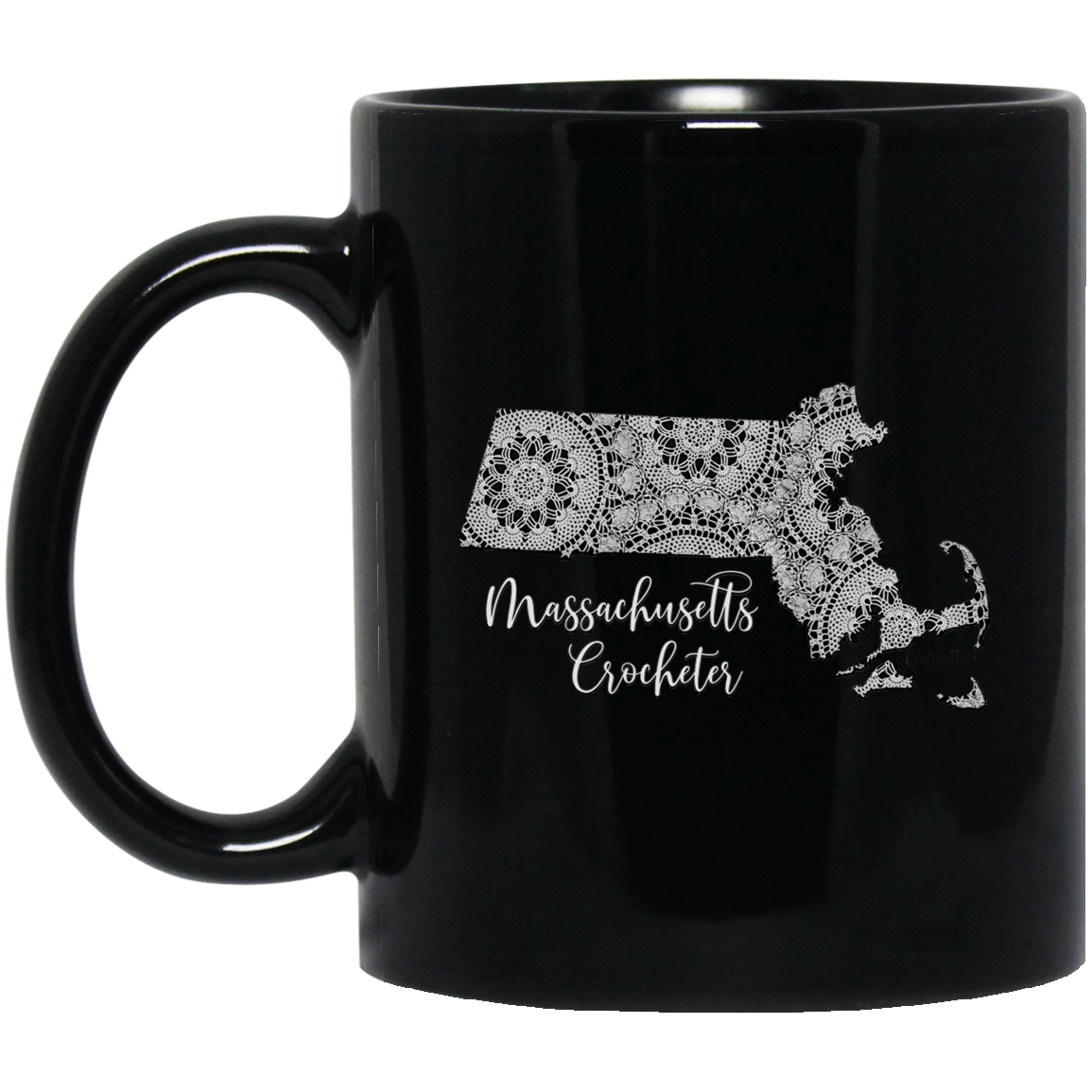Massachusetts Crocheter Black Mugs