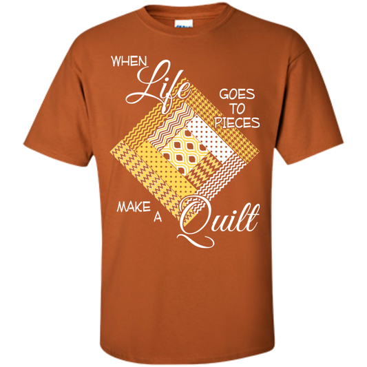 Make a Quilt (yellow) Custom Ultra Cotton T-Shirt - Crafter4Life - 1