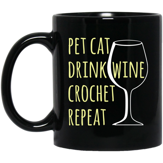 Pet Cat-Drink Wine-Crochet Black Mugs