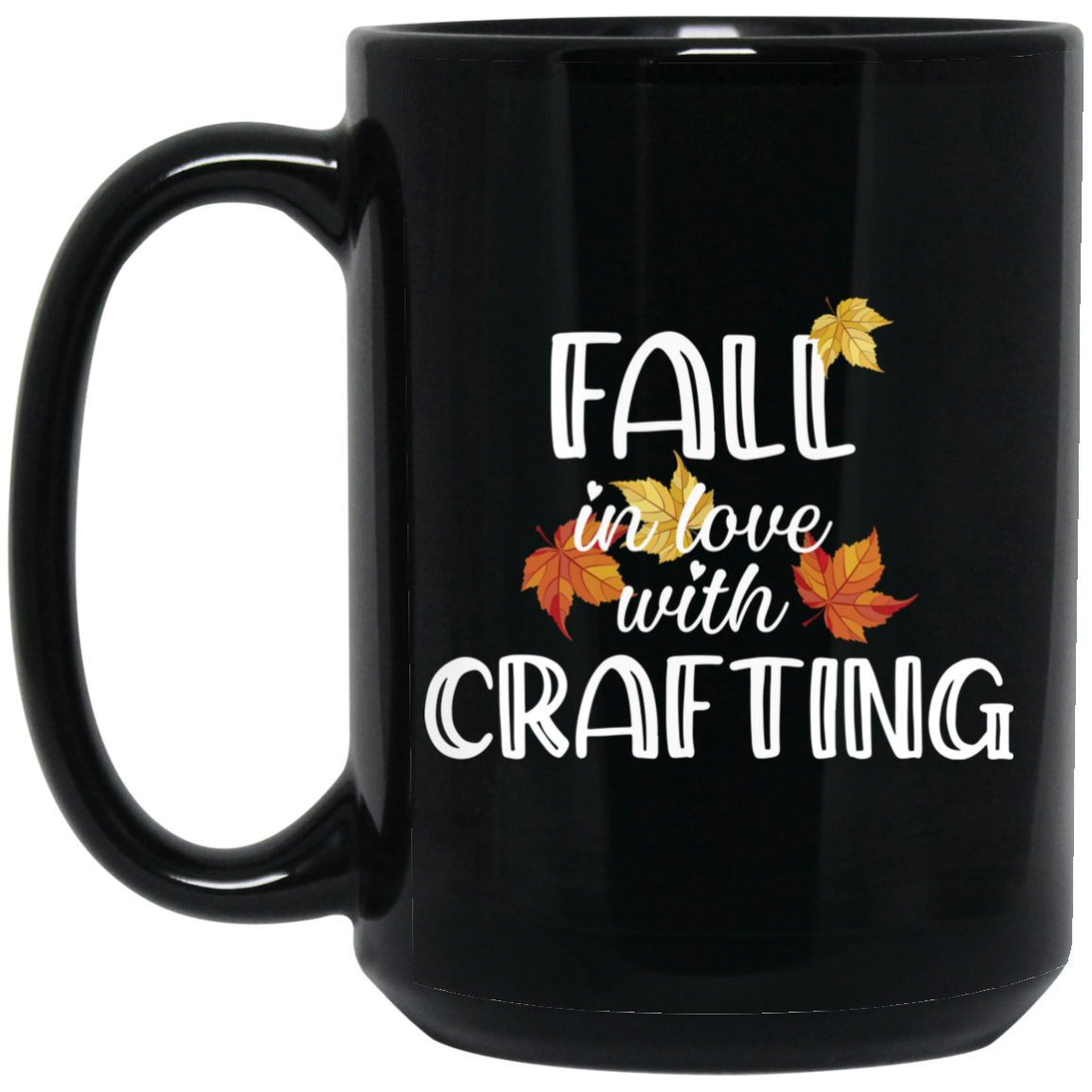 Fall in Love with Crafting Black Mugs