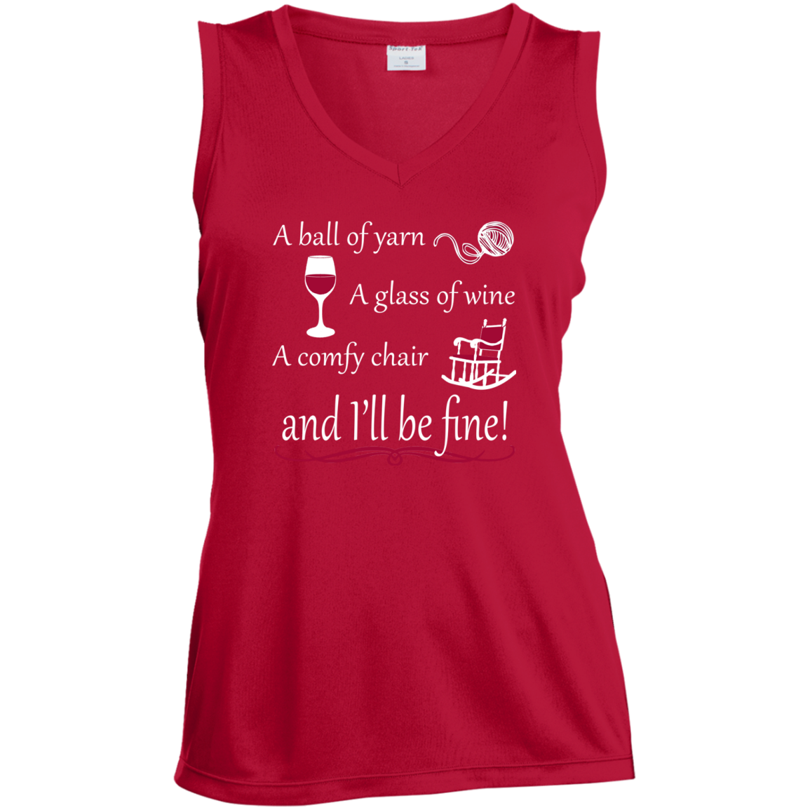 I'll be Fine Ladies Sleeveless Moisture Absorbing V-Neck