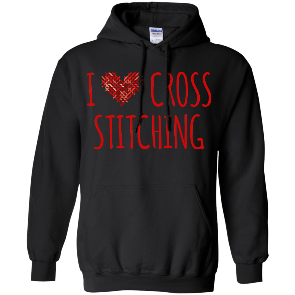 I Heart Cross Stitching Pullover Hoodie