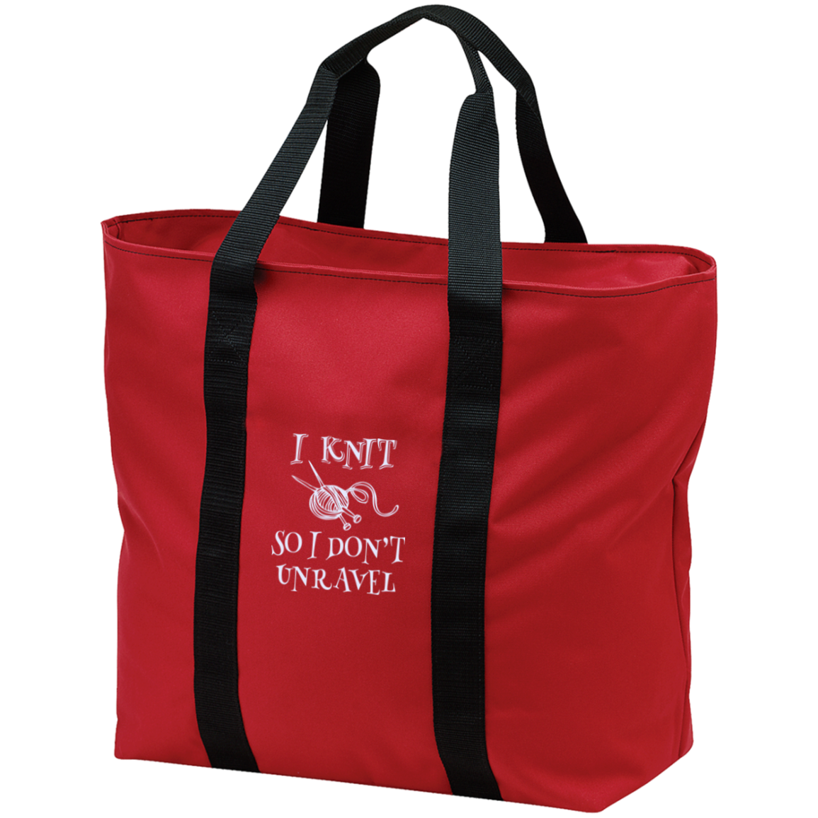 I Knit So I Don't Unravel All Purpose Embroidered Cloth Tote Bag
