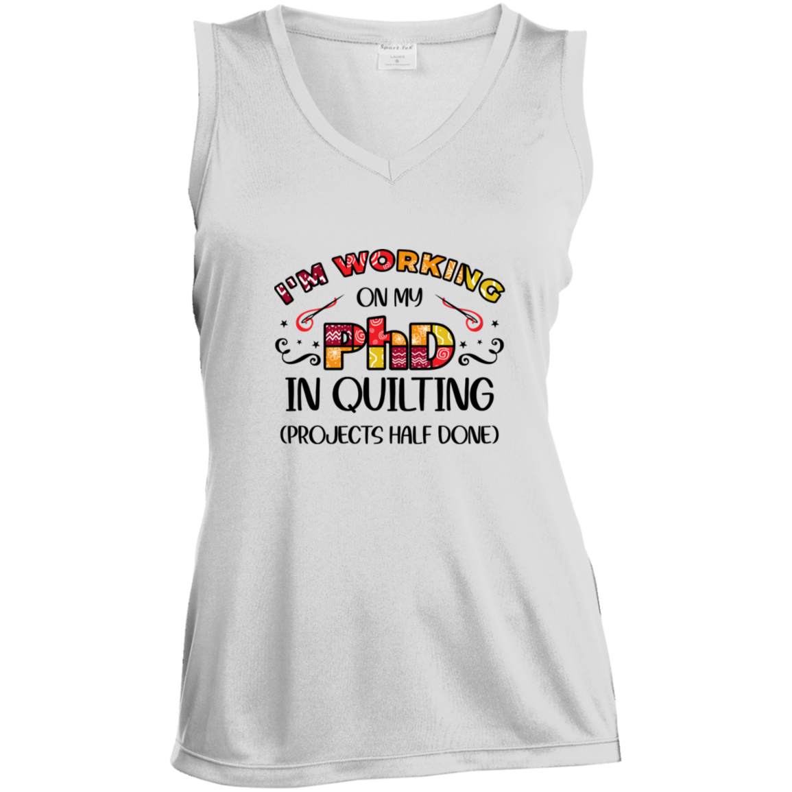 PhD in Quilting Ladies' Sleeveless Moisture Absorbing V-Neck
