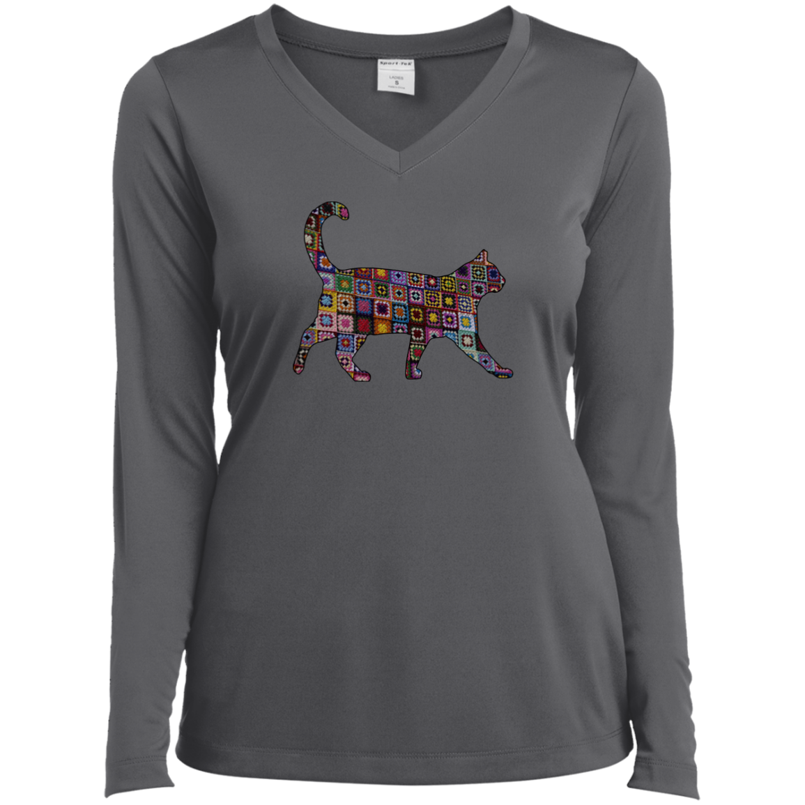Granny Square Cat Ladies Long Sleeve Shirts