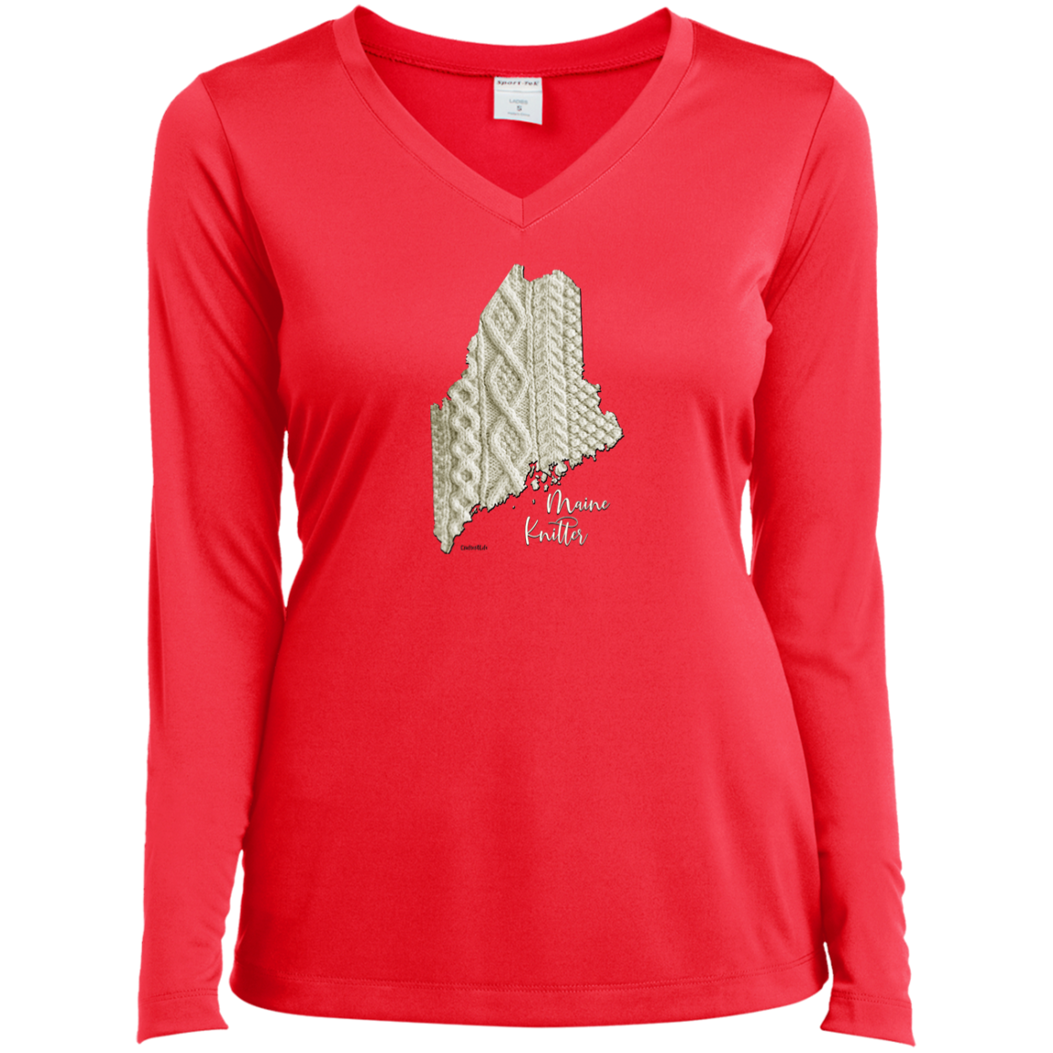 Maine Knitter Ladies' LS Performance V-Neck Shirt