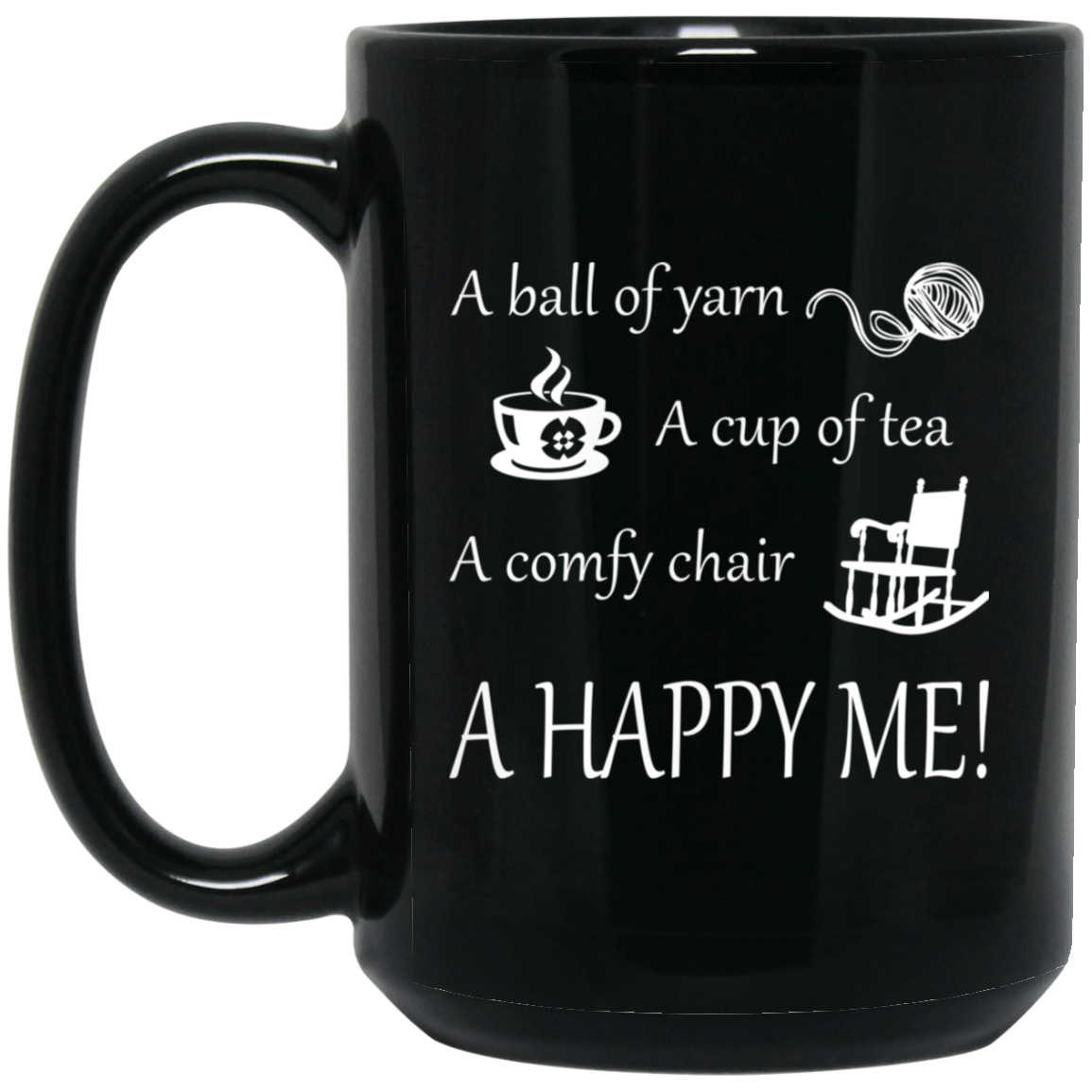 HAPPY ME Black Mugs