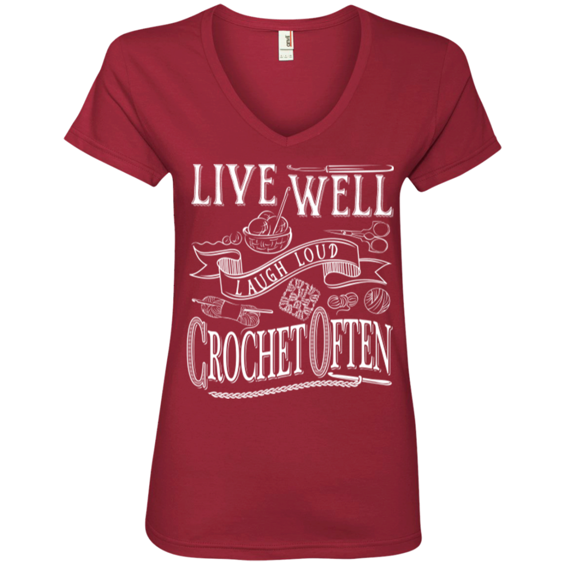 Crochet Often Ladies V-neck Tee - Crafter4Life - 5