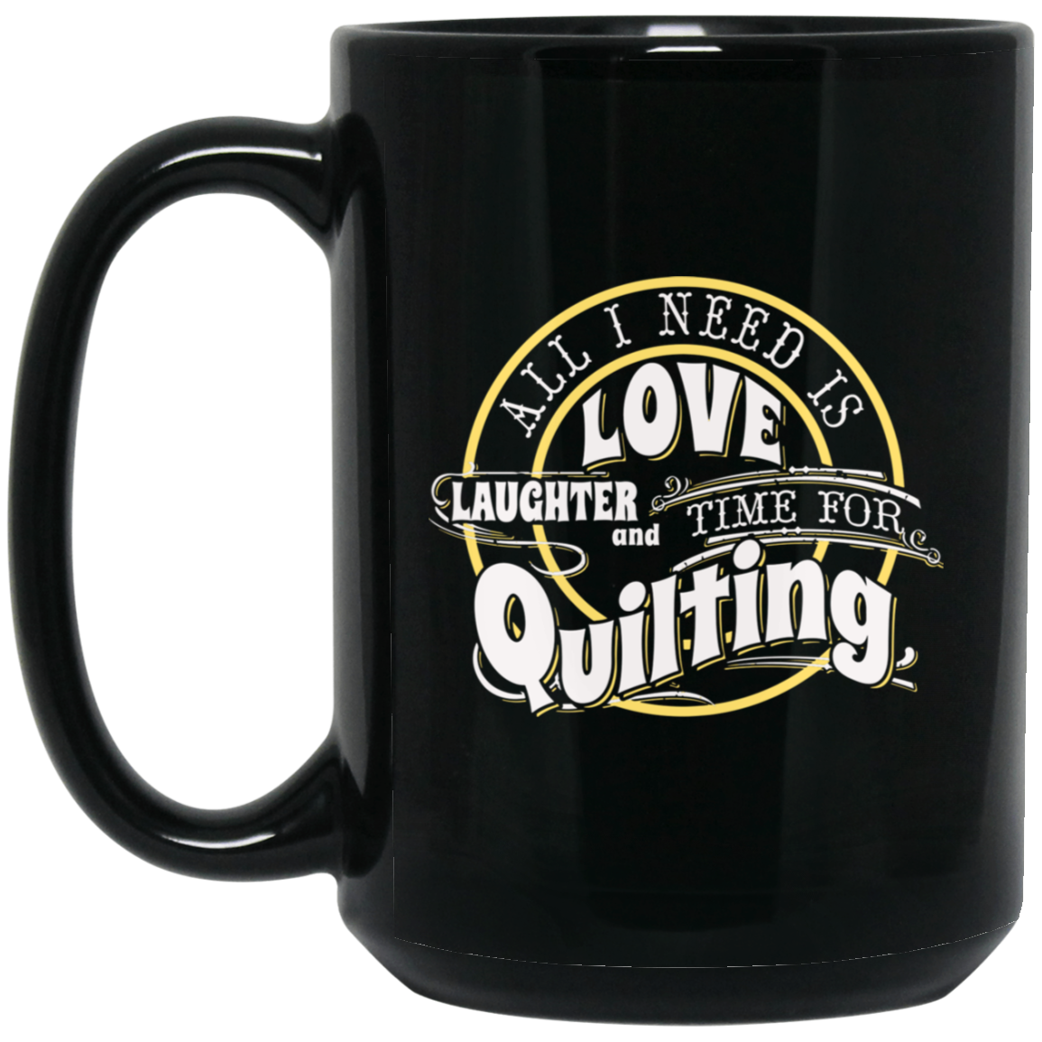 Time for Quilting Black Mugs