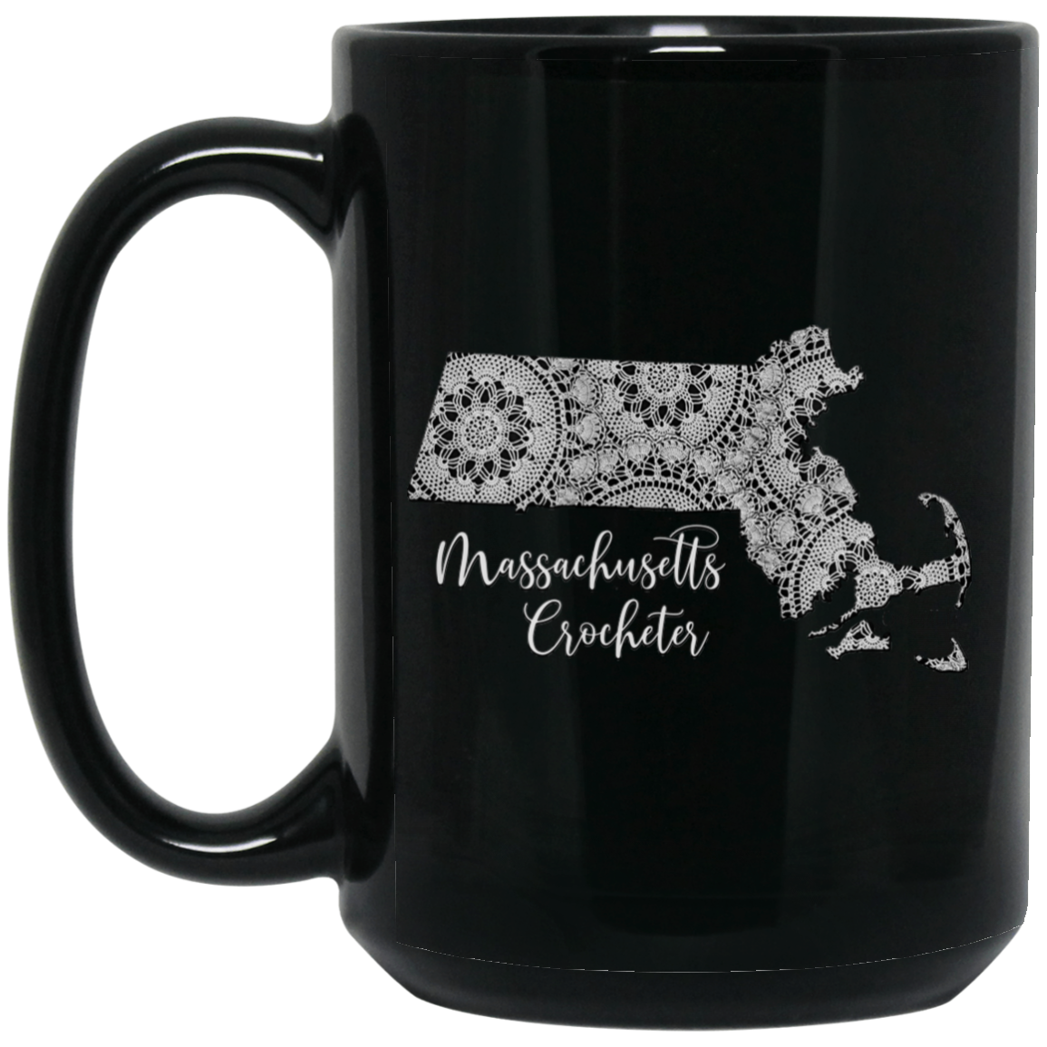 Massachusetts Crocheter Black Mugs