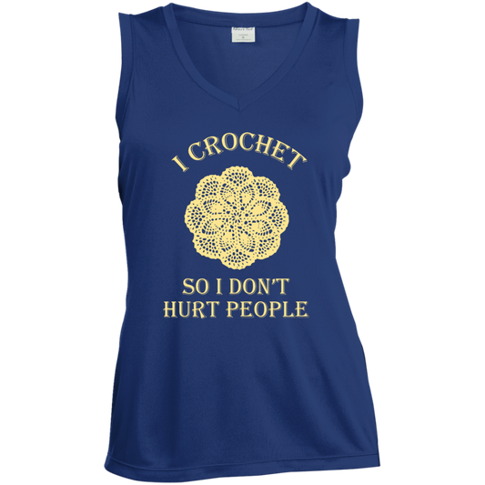 I Crochet So I Don't Hurt People Ladies Sleeveless V-neck - Crafter4Life - 1