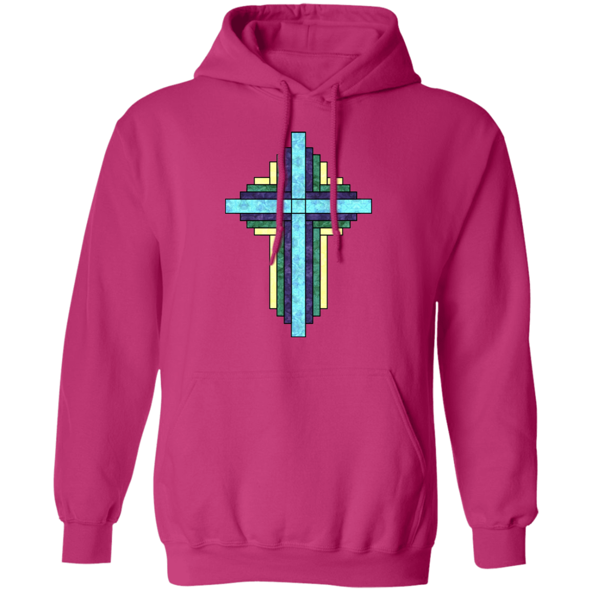 Batik Stained Glass Quilt Cross Pullover Hoodie