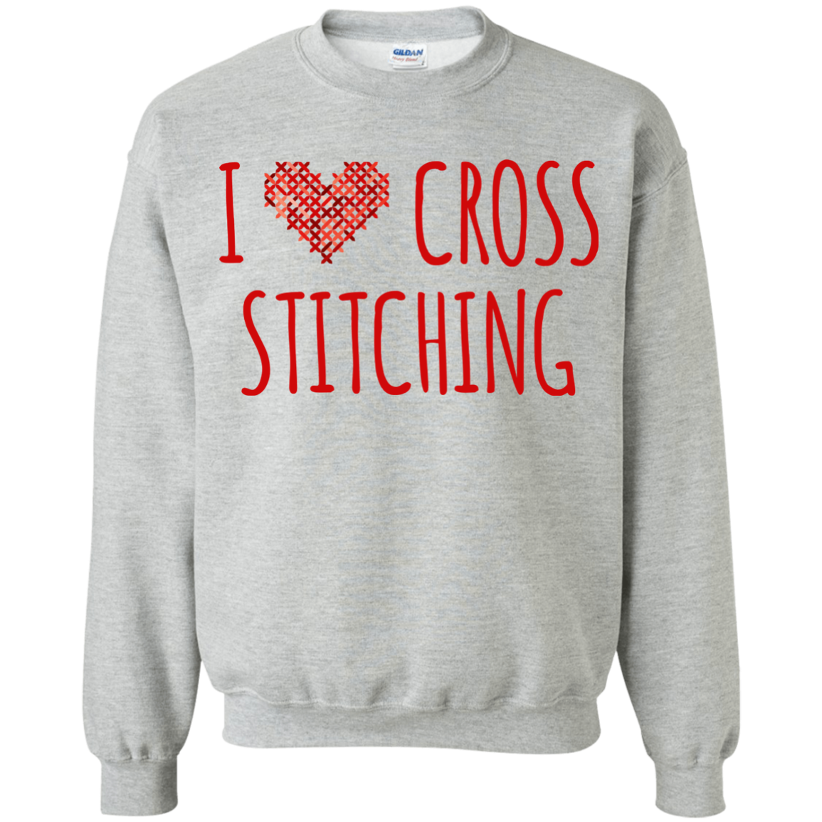 I Heart Cross Stitching Crewneck Pullover Sweatshirt