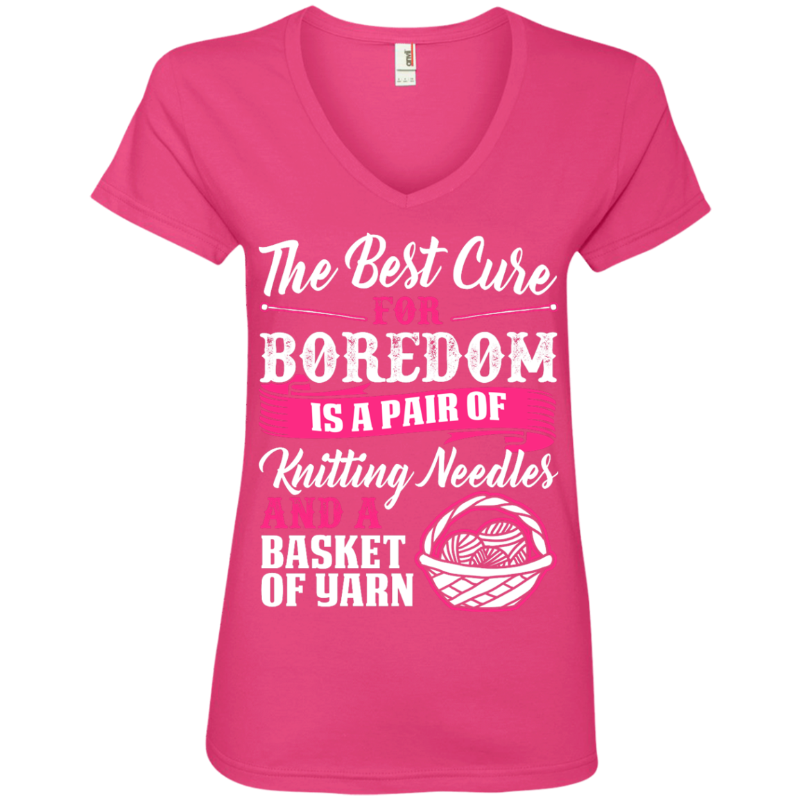 Cure for Boredom - Knitting Ladies V-Neck Tee