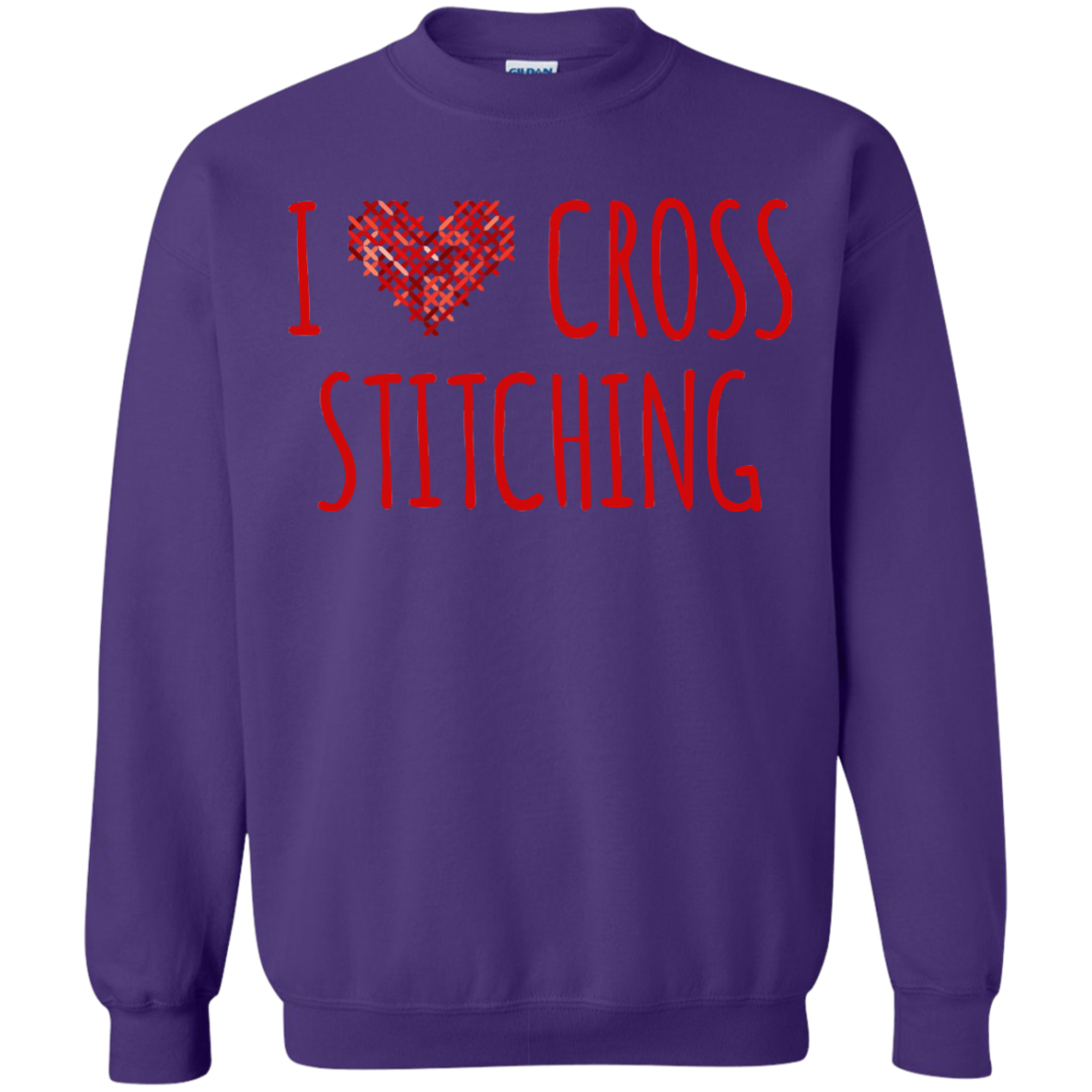 I Heart Cross Stitching Crewneck Pullover Sweatshirt