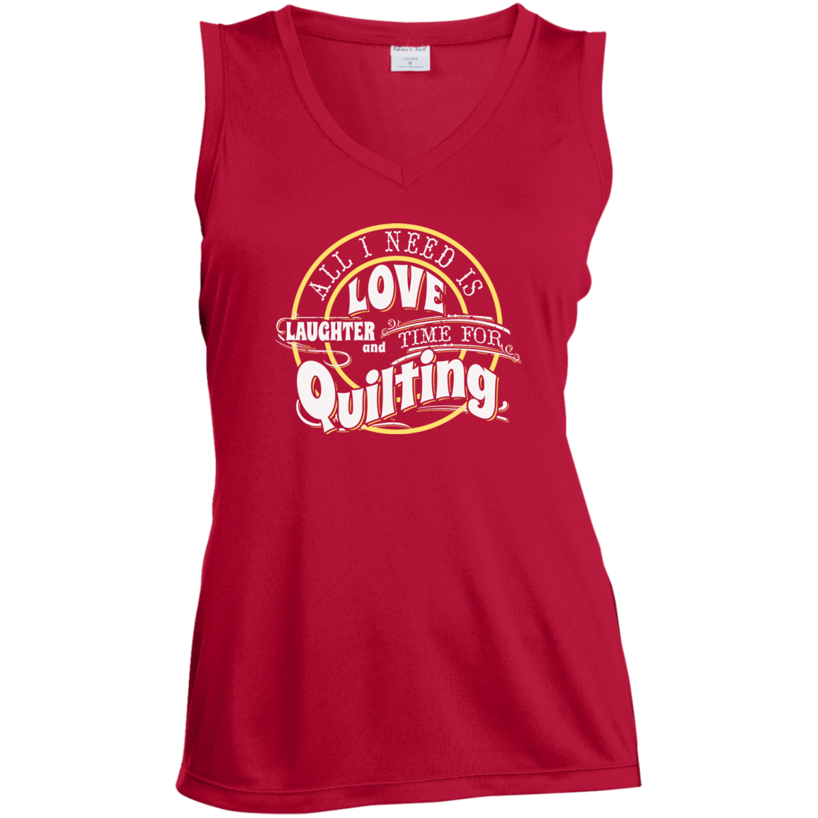 Time for Quilting Ladies Sleeveless Moisture Absorbing V-Neck